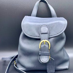 AUTHENTIC VINTAGE COACH CHARCOAL BLACK LEATHER BAG BACK PACK BACKPACK